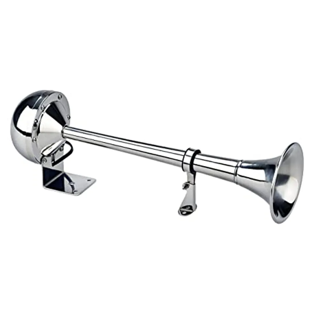 Single Stainless Steel Trumpet Horn 12 Volt