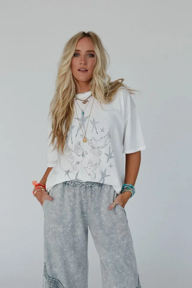 Stars And Doves Graphic Tee - Ivory