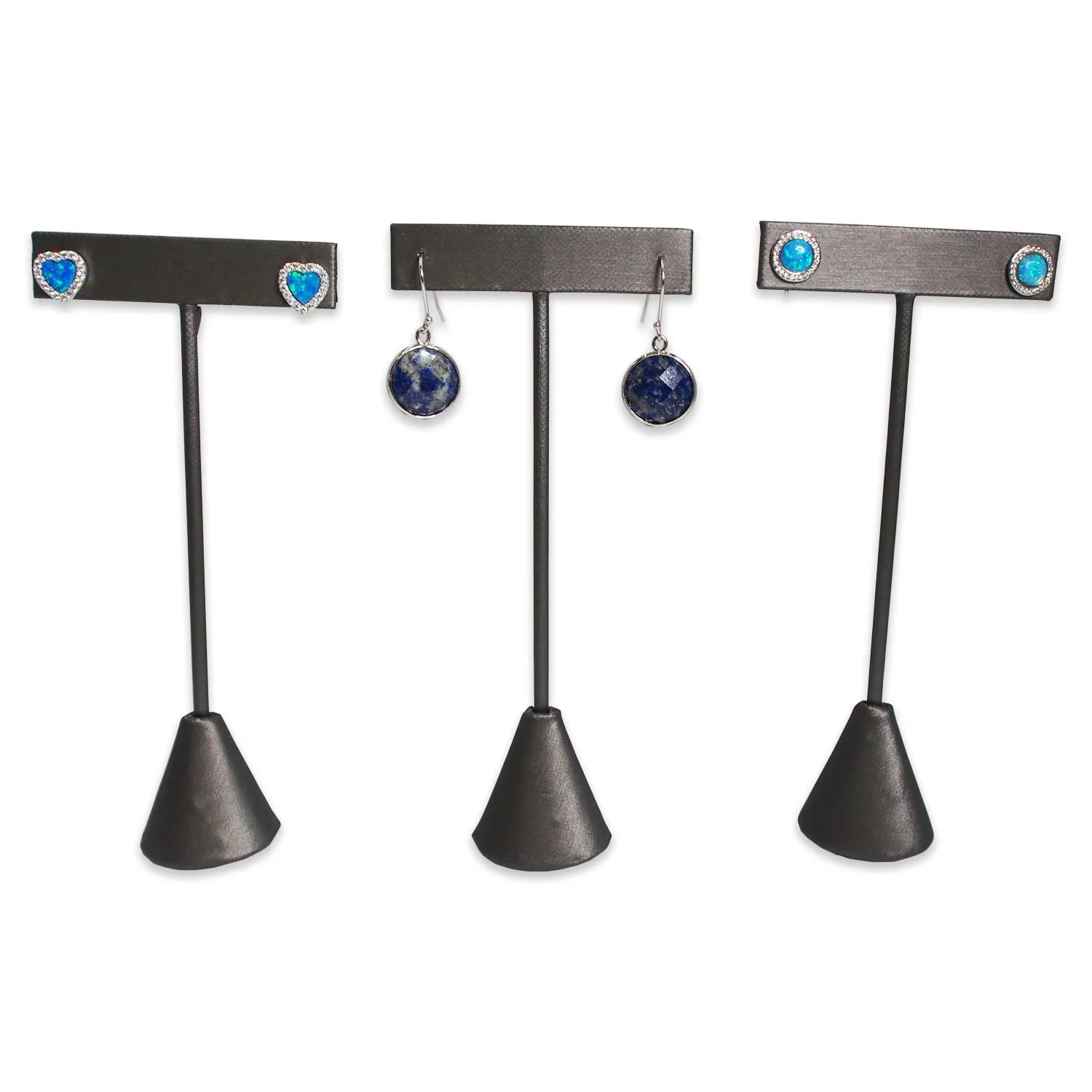 Steel Grey Leatherette Single Piece Earring T-Shape Display