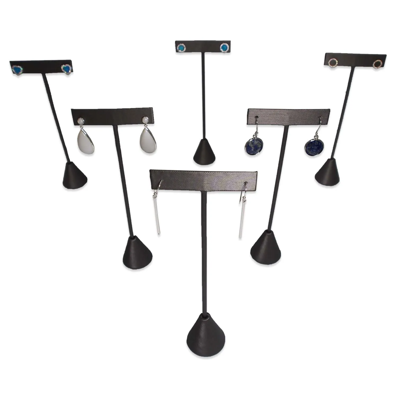 Steel Grey Leatherette Single Piece Earring T-Shape Display