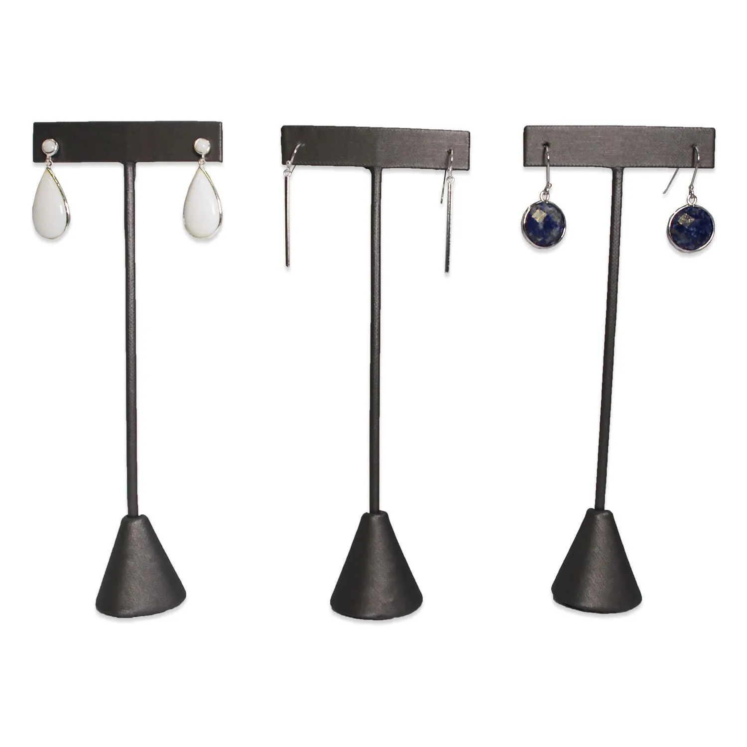 Steel Grey Leatherette Single Piece Earring T-Shape Display