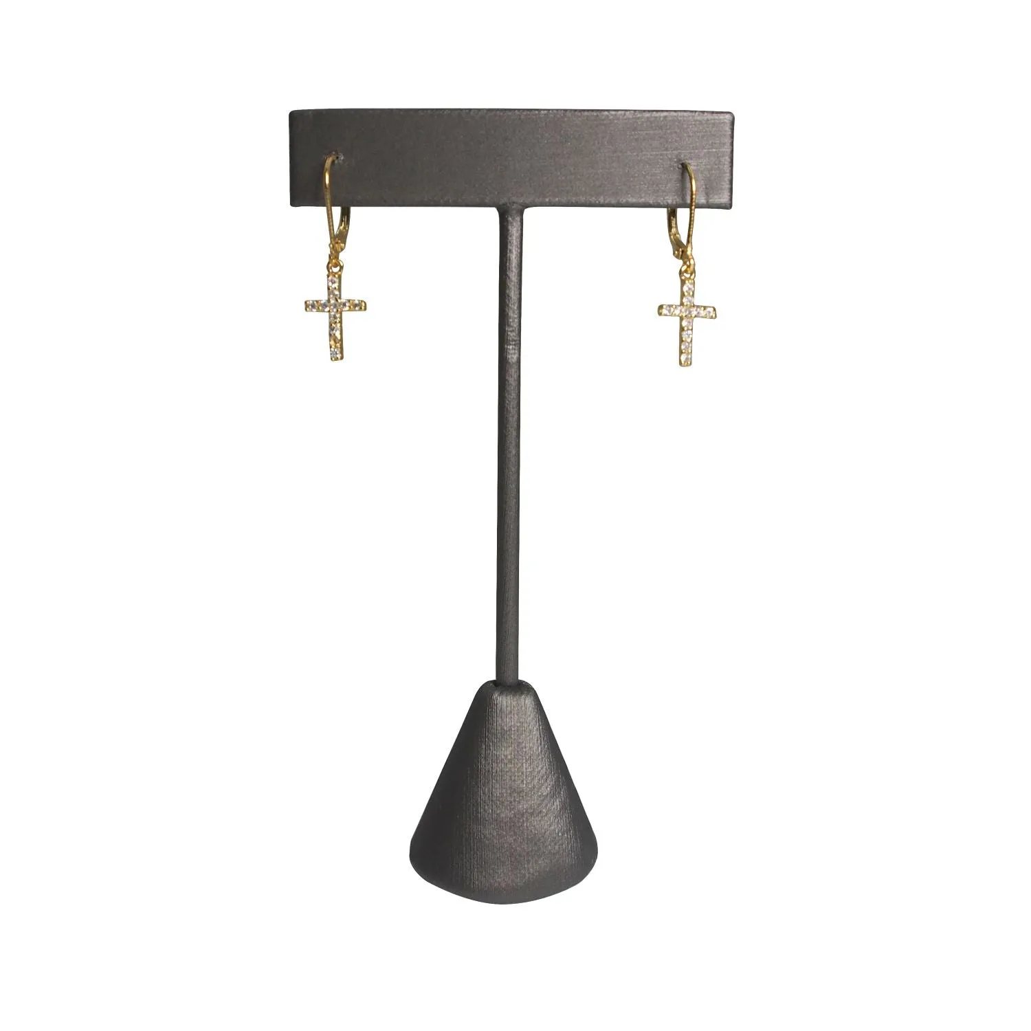 Steel Grey Leatherette Single Piece Earring T-Shape Display