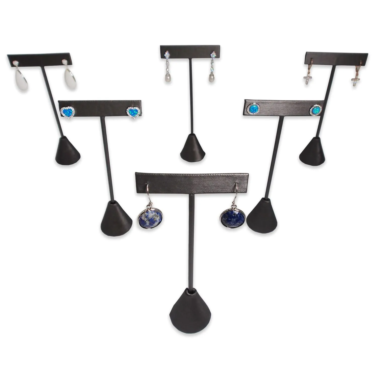 Steel Grey Leatherette Single Piece Earring T-Shape Display