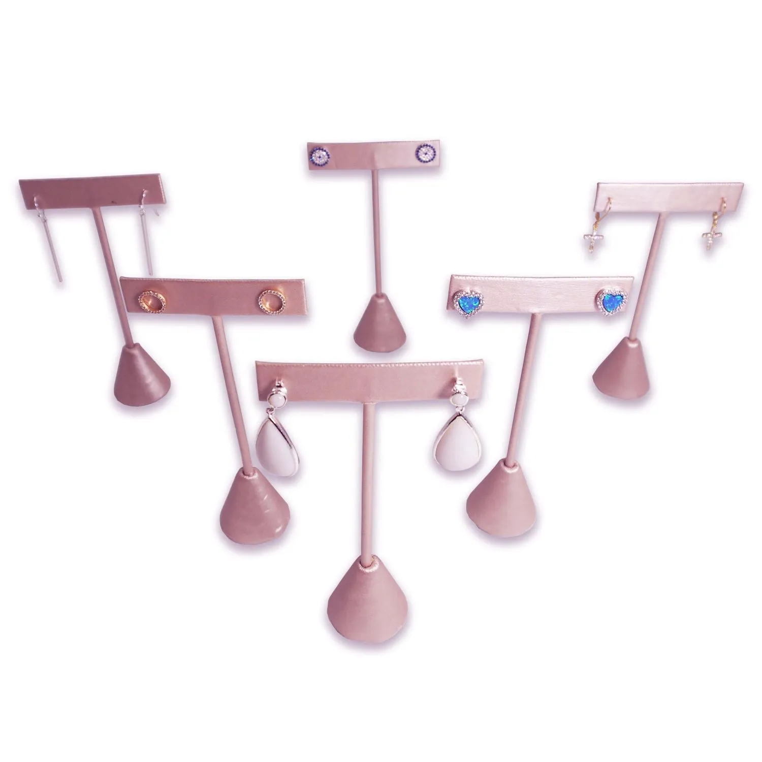 Steel Pink Leatherette Single Piece Earring T-Shape Display