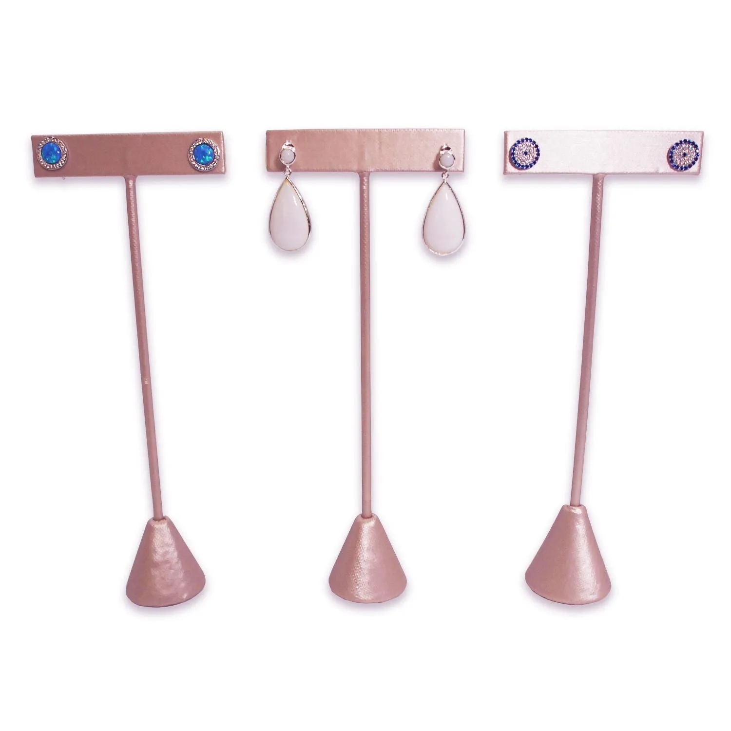 Steel Pink Leatherette Single Piece Earring T-Shape Display