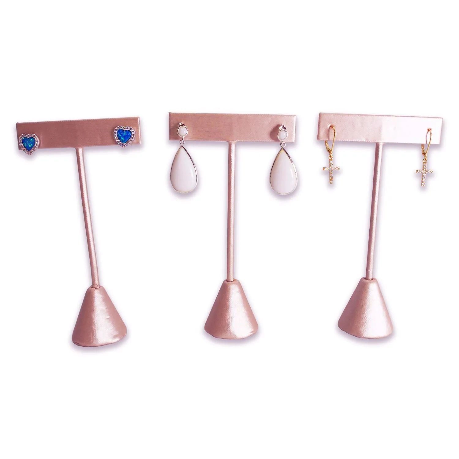 Steel Pink Leatherette Single Piece Earring T-Shape Display
