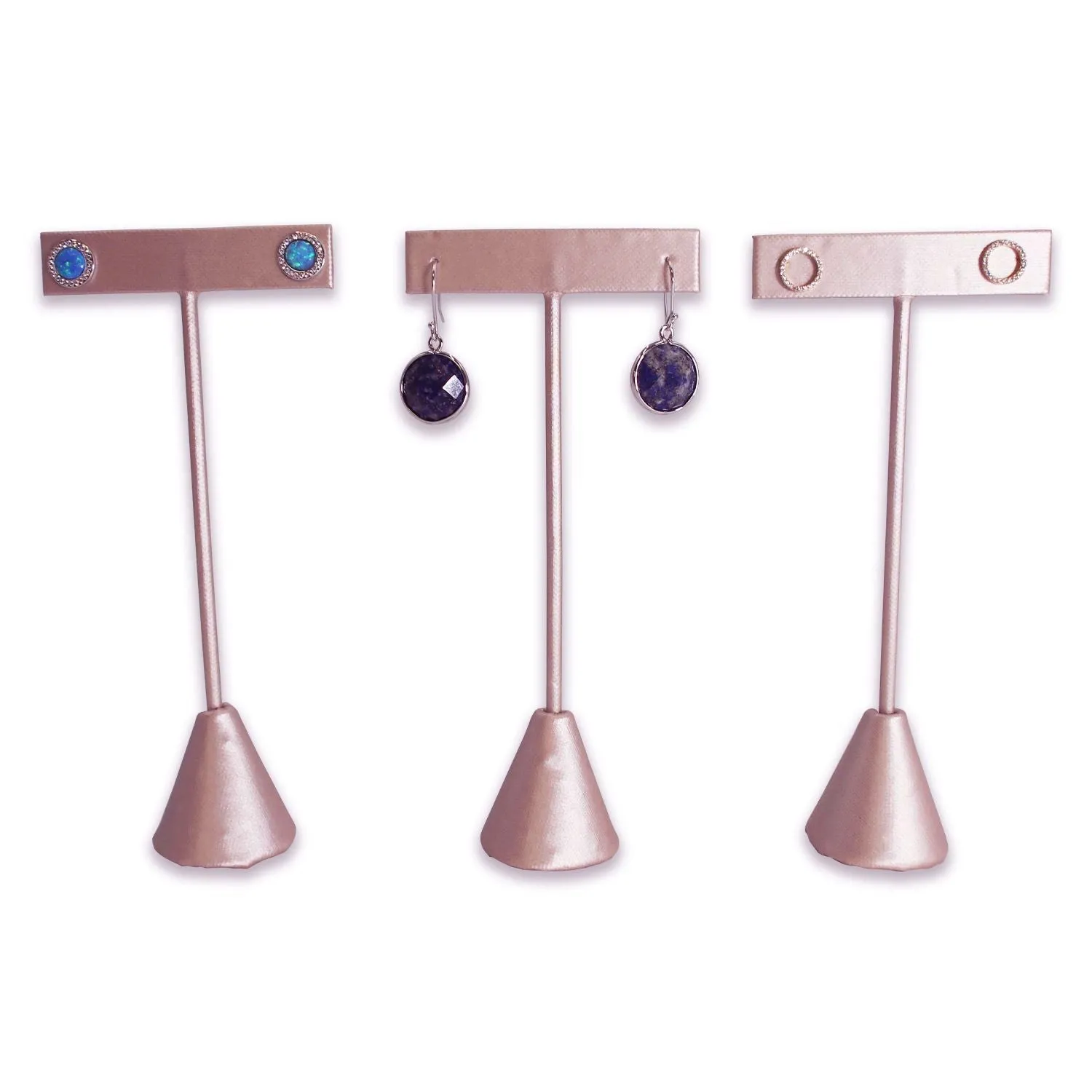 Steel Pink Leatherette Single Piece Earring T-Shape Display