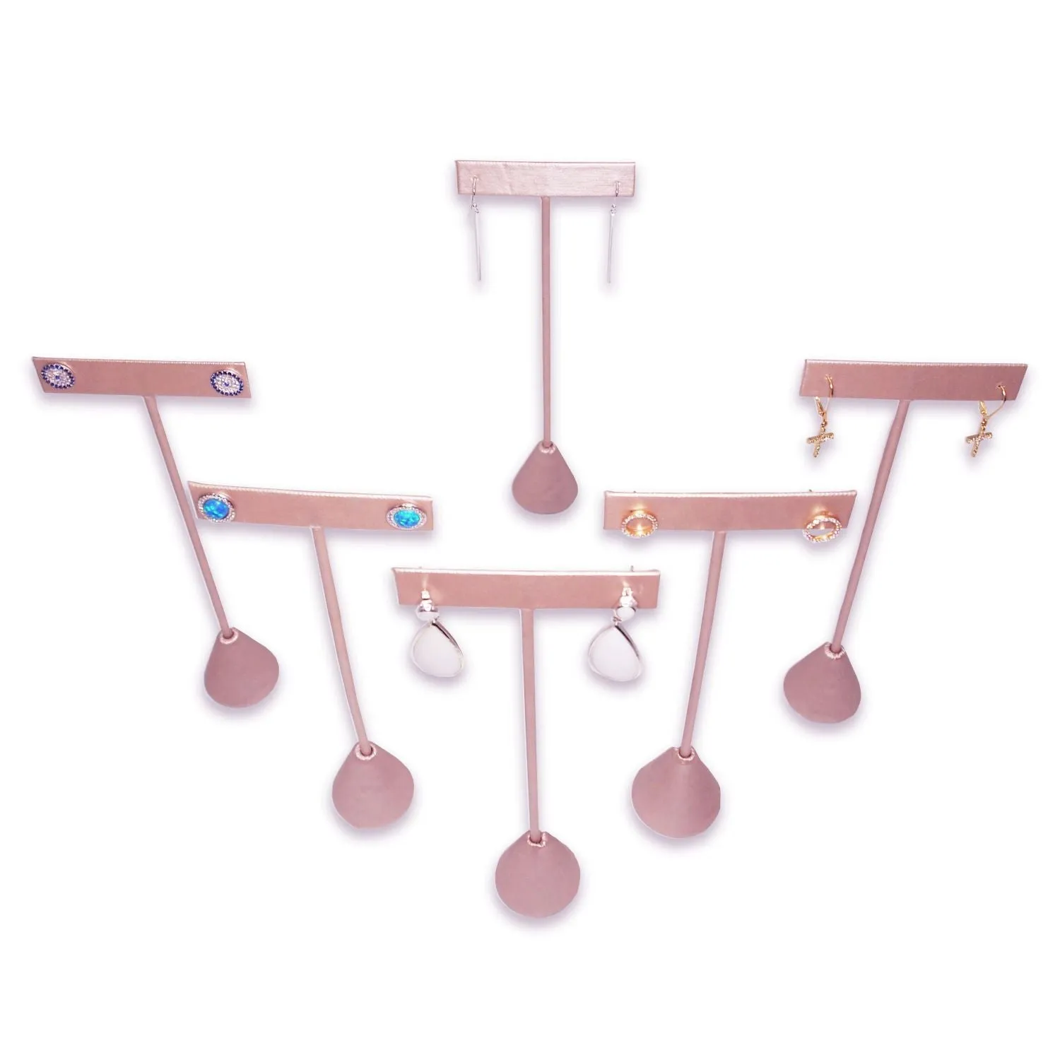 Steel Pink Leatherette Single Piece Earring T-Shape Display