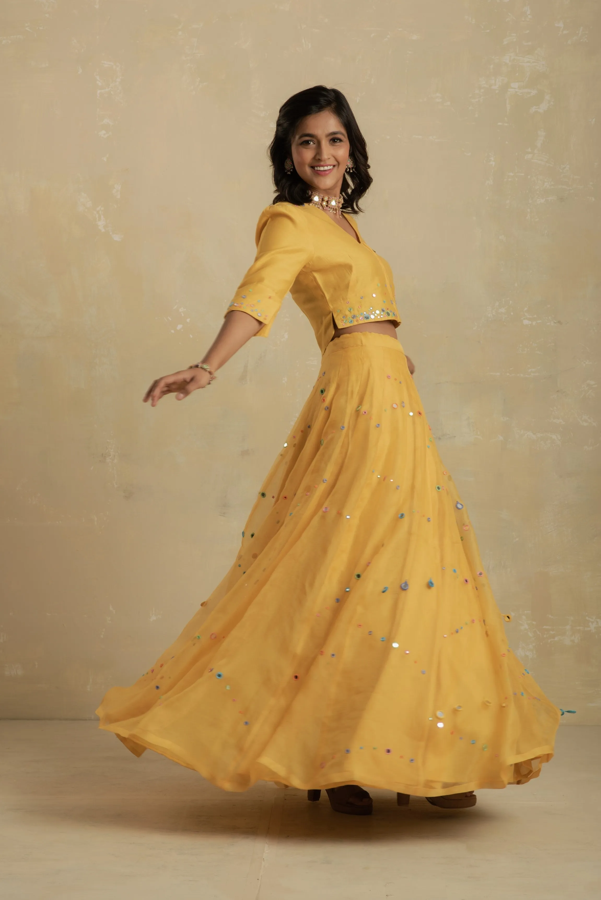 Sunflower Yellow Lehenga With Jacket Blouse - Set of 2