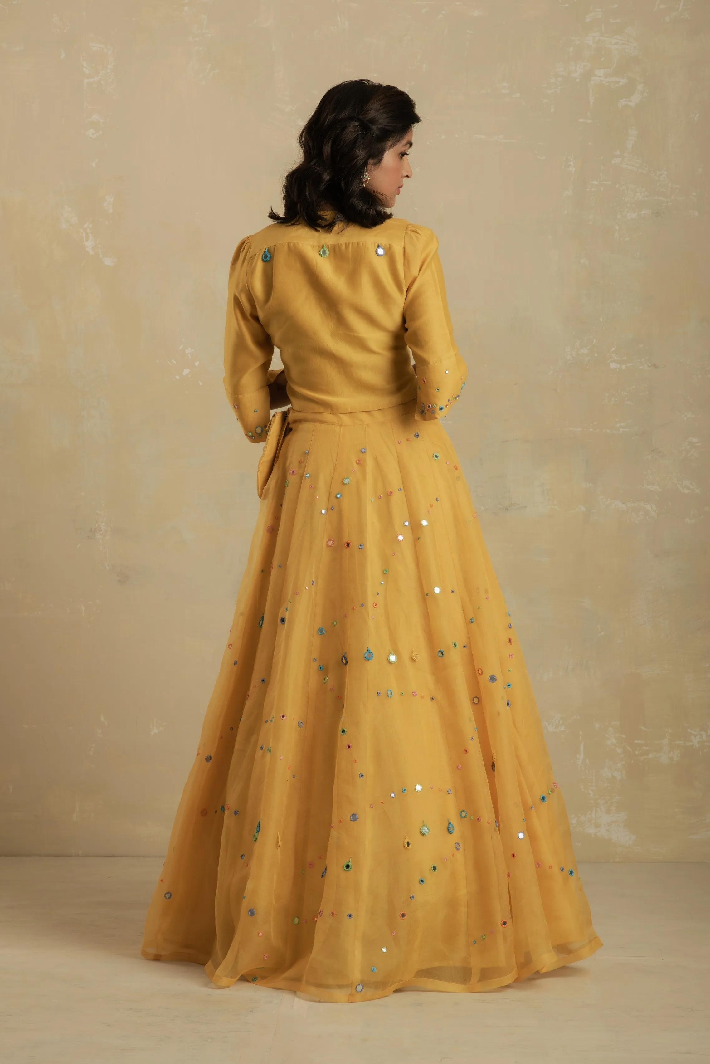Sunflower Yellow Lehenga With Jacket Blouse - Set of 2