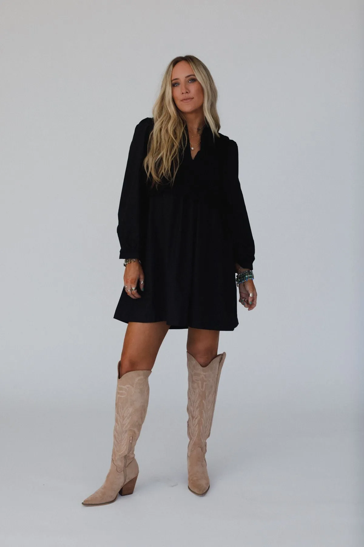 Sweet Edge Crochet Vest Tunic Dress - Black