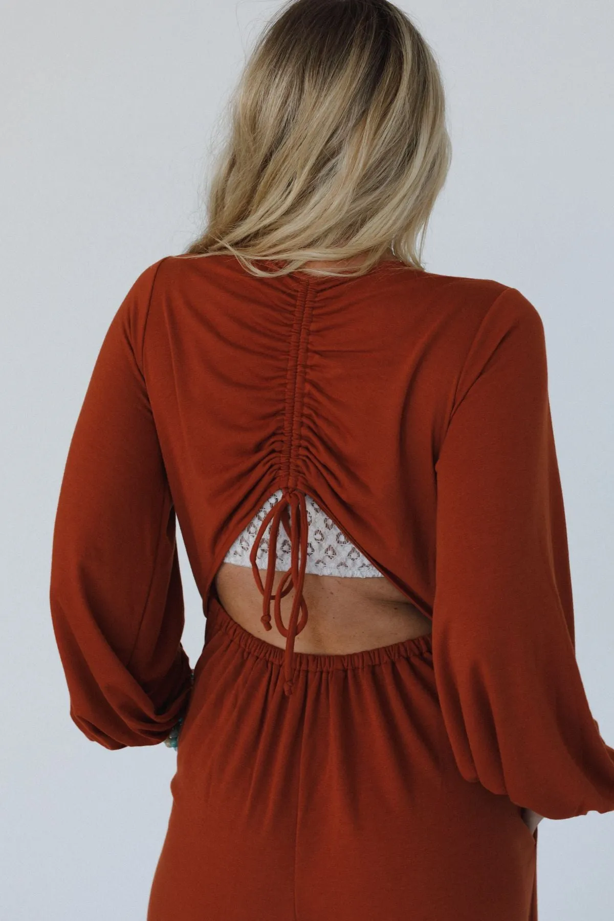 The Nest Best Intentions Long Sleeve Jumpsuit - Rust