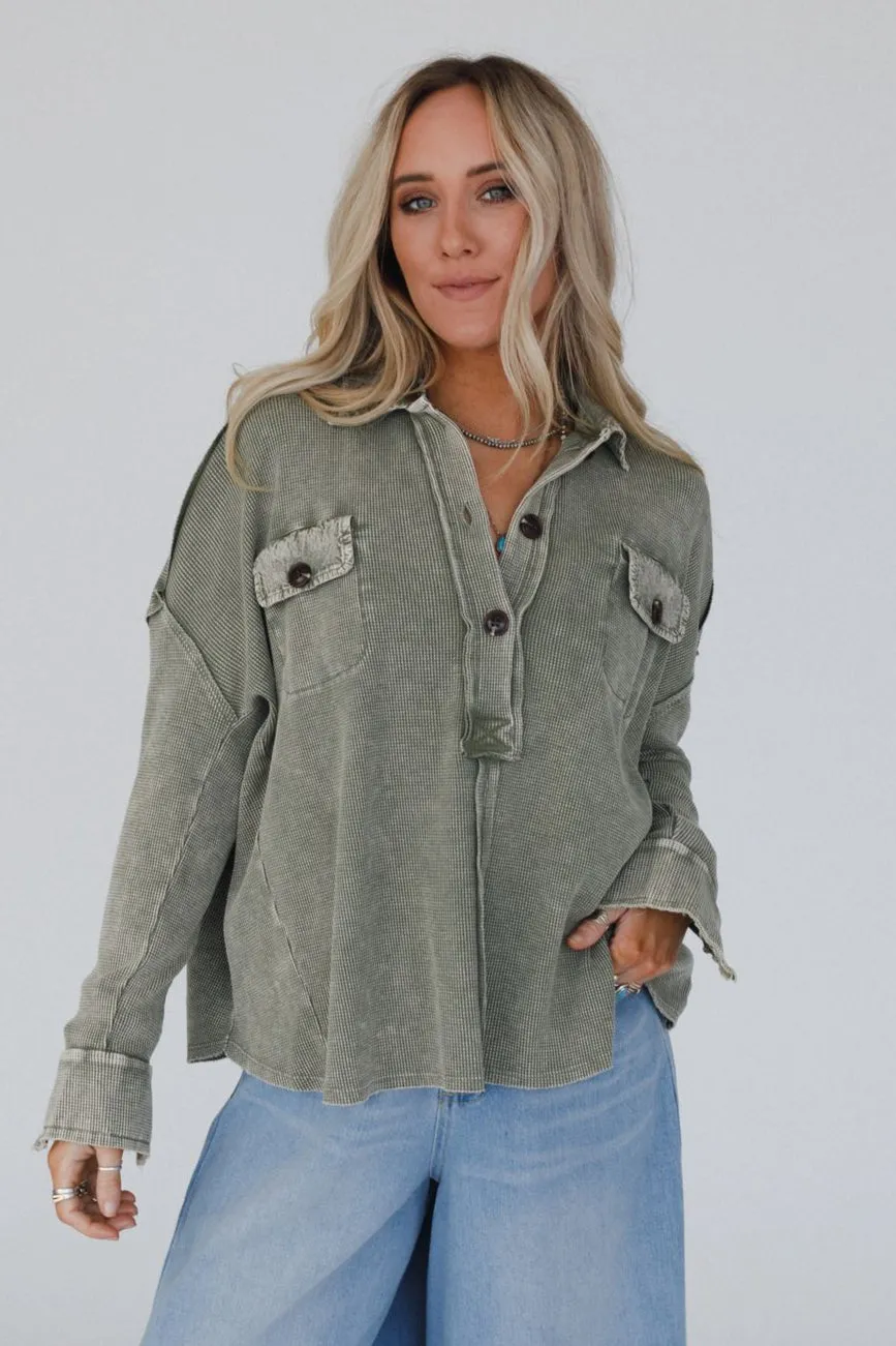 The Nest Cool Comfort Henley Top - Olive