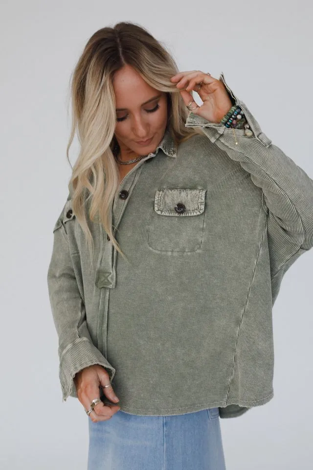 The Nest Cool Comfort Henley Top - Olive