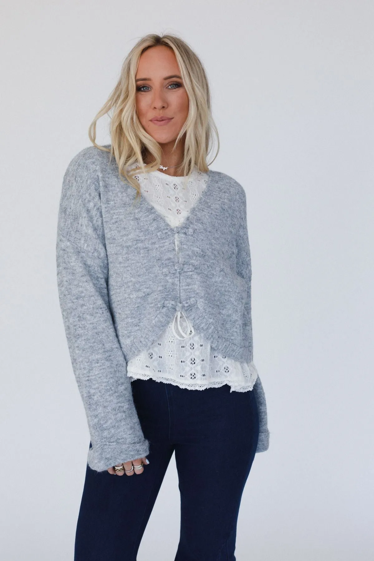 The Nest Kendrick Sweater Top - Heather Gray