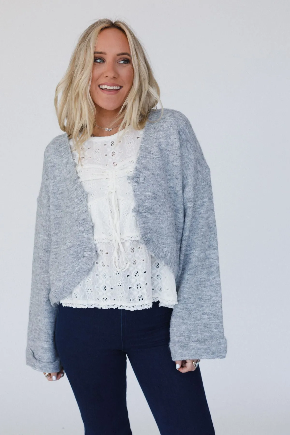 The Nest Kendrick Sweater Top - Heather Gray