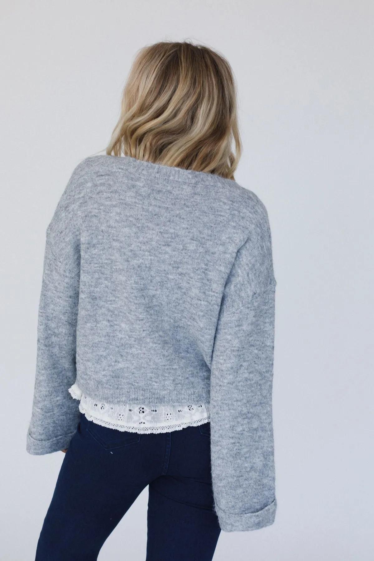 The Nest Kendrick Sweater Top - Heather Gray