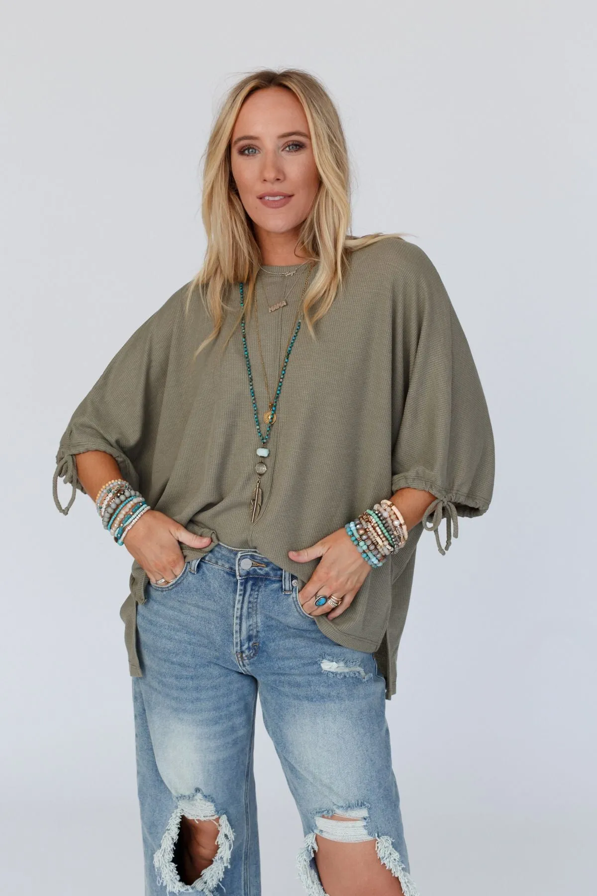 The Nest Little Lark Puff Sleeve Tee - Olive