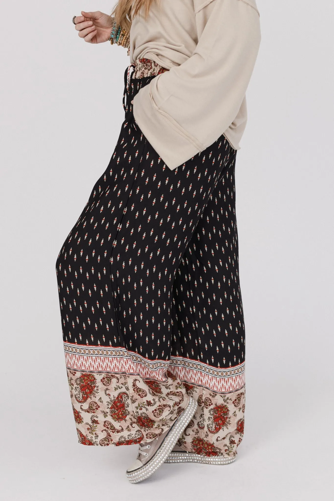 The Nest Nessie Wide Leg Drawstring Pant - Black