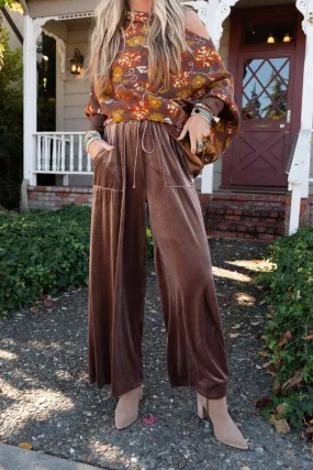 The Nest Relaxing Robin Velvet Wide Leg Pant - Coco