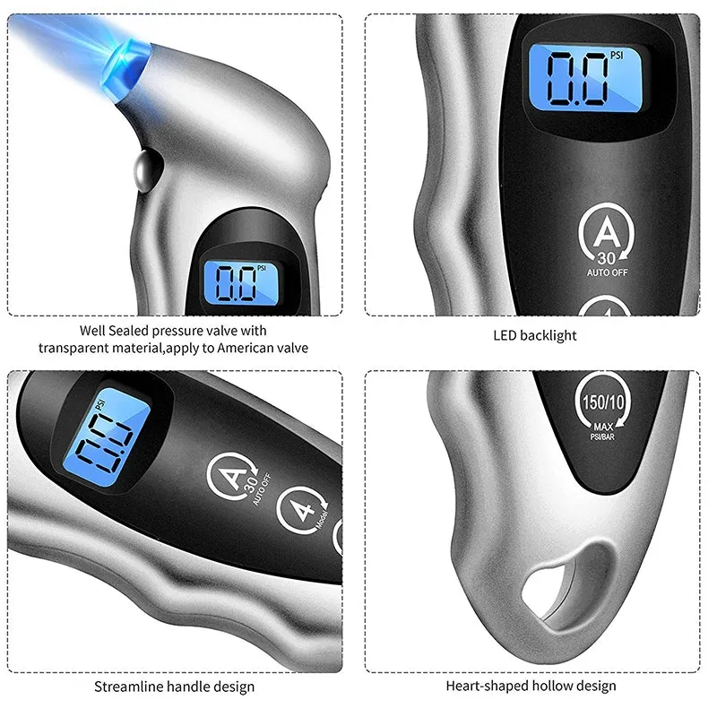 Tire Pressure Gauge 0-150 PSI High Precision Digital Background