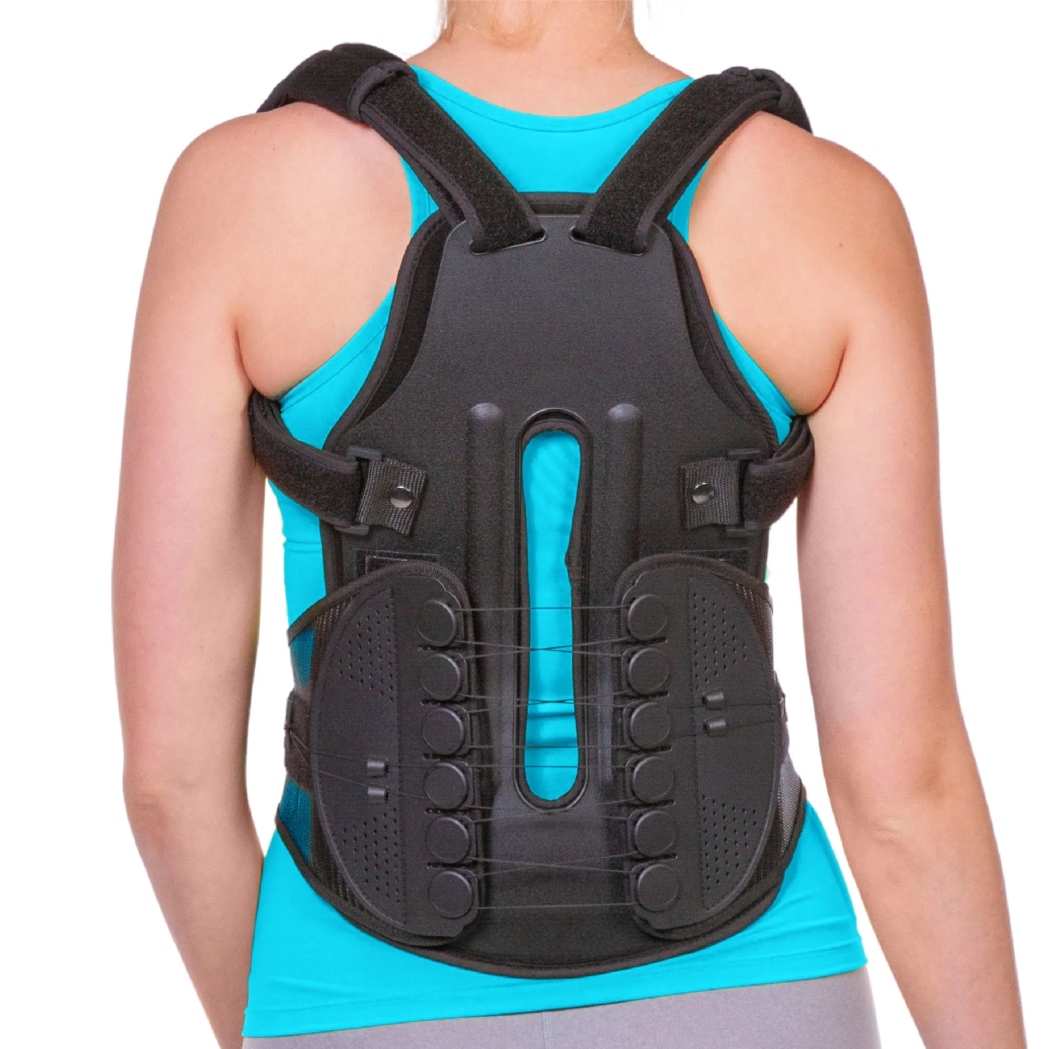Adjustable TLSO Thoracic Full Back Brace | Clamshell Support for Postural Kyphosis, Parkinsons Disease, and Fractured Vertebrae