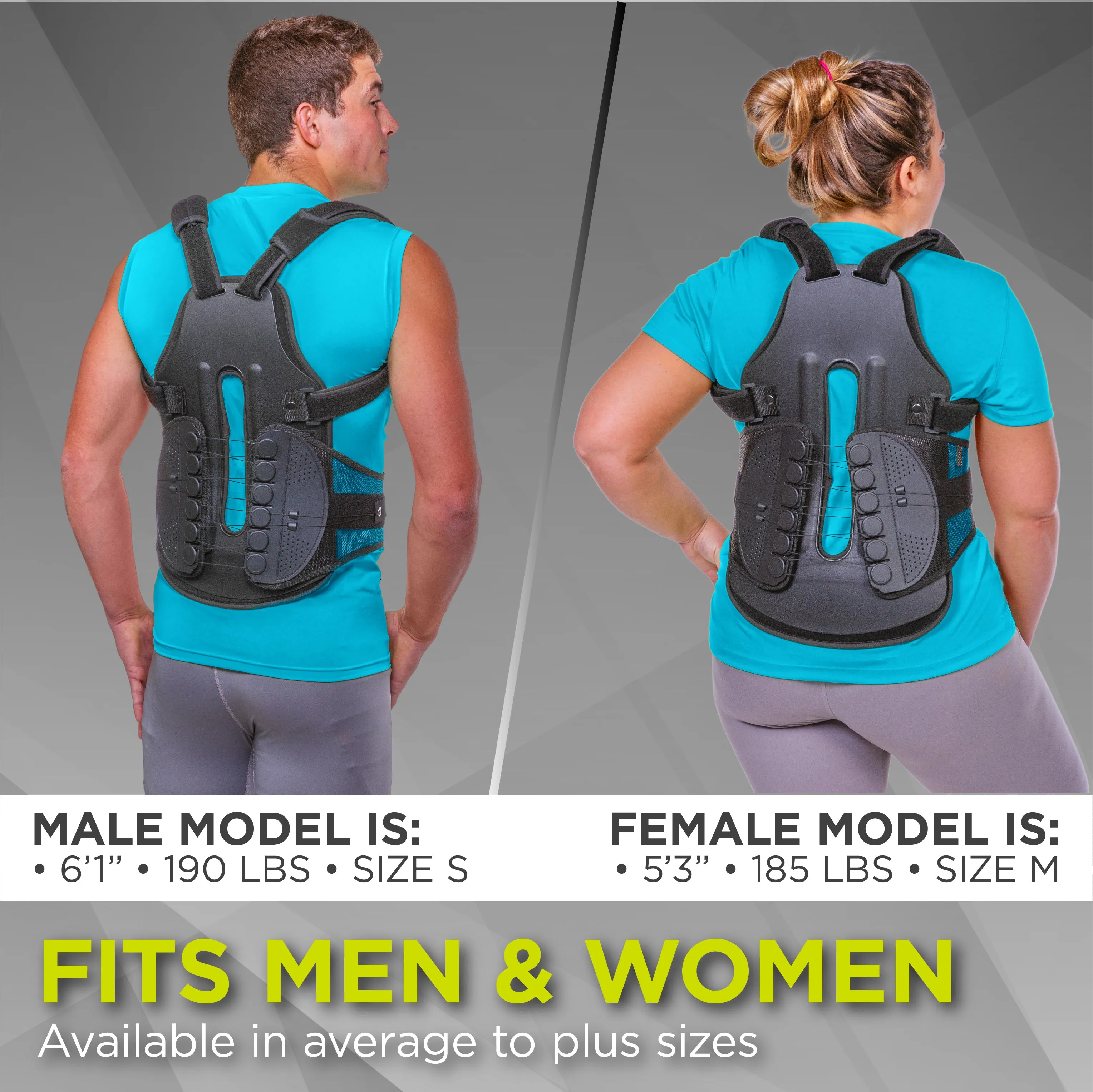 Adjustable TLSO Thoracic Full Back Brace | Clamshell Support for Postural Kyphosis, Parkinsons Disease, and Fractured Vertebrae