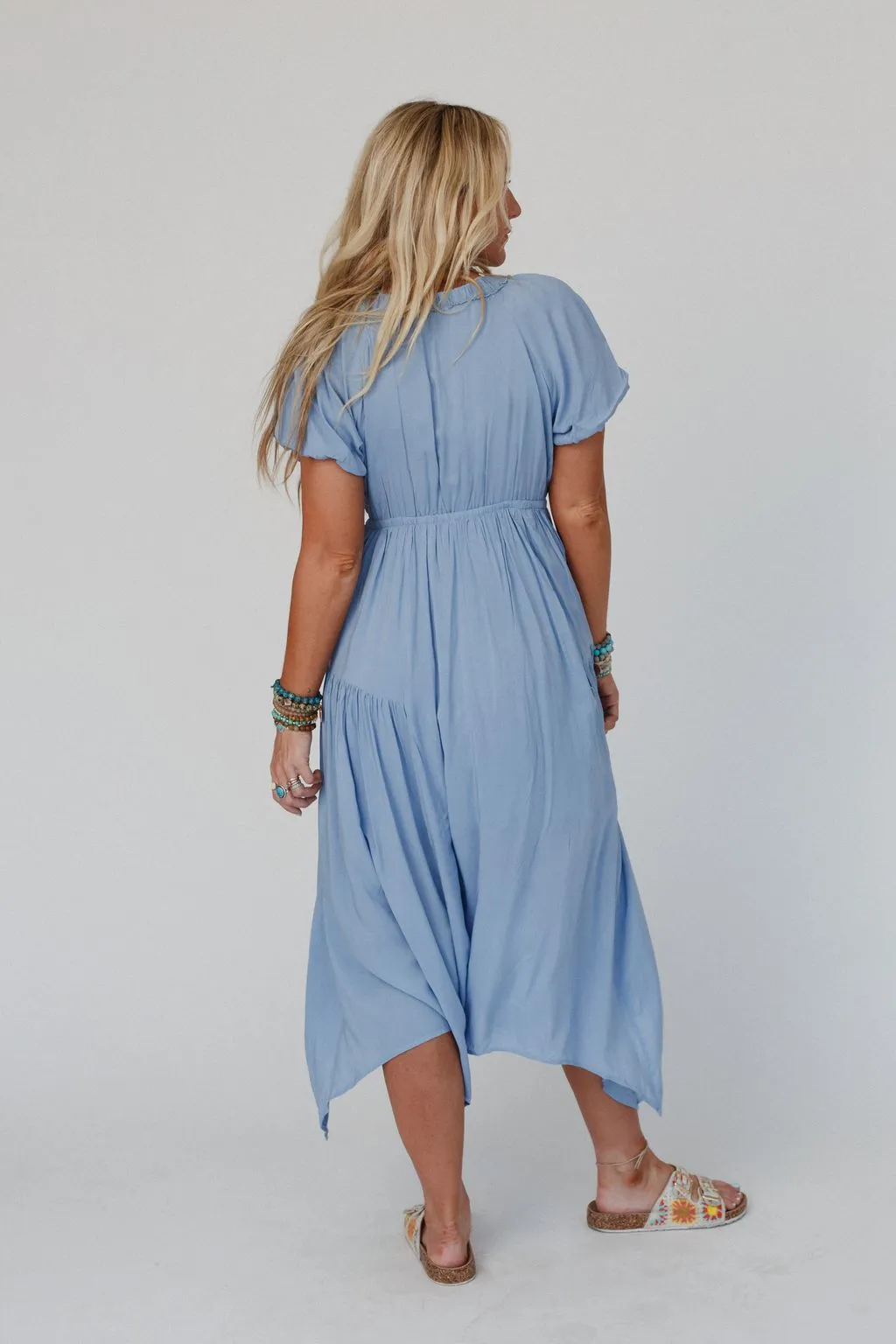 Tulip Twist Maxi Dress - Blue