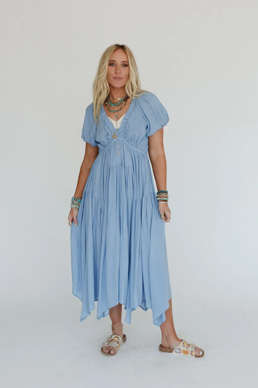 Tulip Twist Maxi Dress - Blue