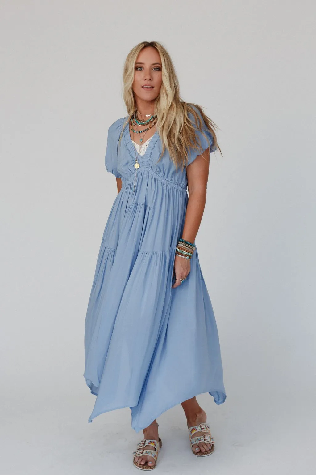 Tulip Twist Maxi Dress - Blue
