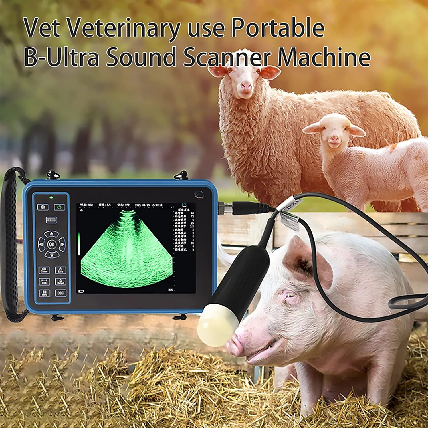 Ultrasound Scanner Veterinary for Pregnancy I Vet Digital Portable B-Ultra Sound Scanner Machine with 3.5 Mhz Convex Probe 8 Color Panels for Sheep, Dog, Cat and Pig Pregnancy Test