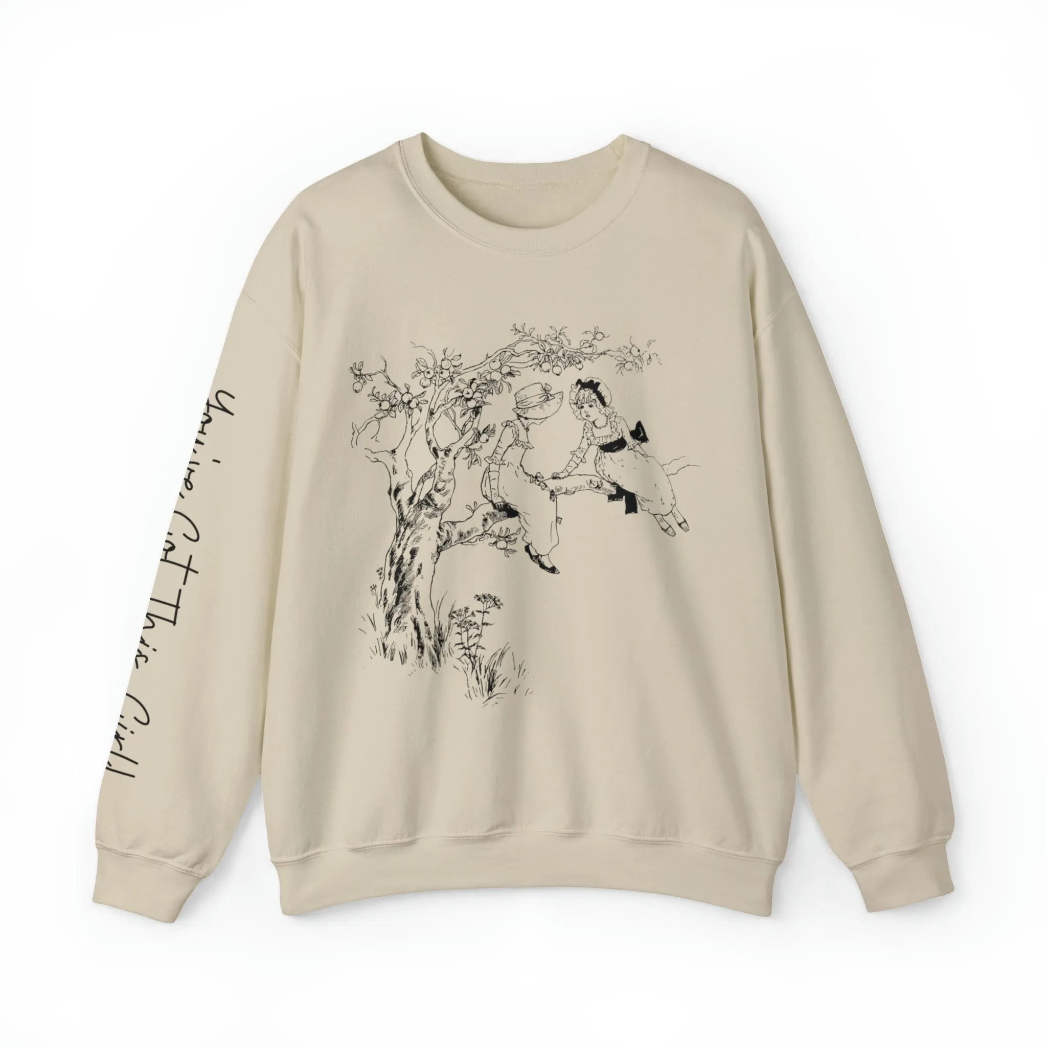 Vintage 'You Got This Girl' Women's Sweatshirt with Tree Art and Arm Detail