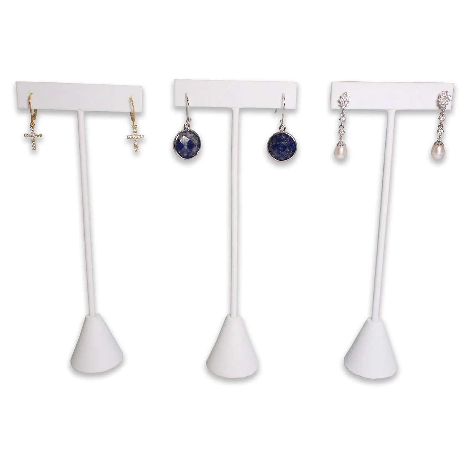 White Leatherette Single Piece Earring T-Shape Display