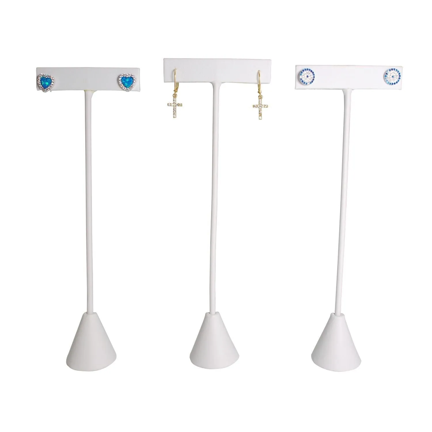 White Leatherette Single Piece Earring T-Shape Display