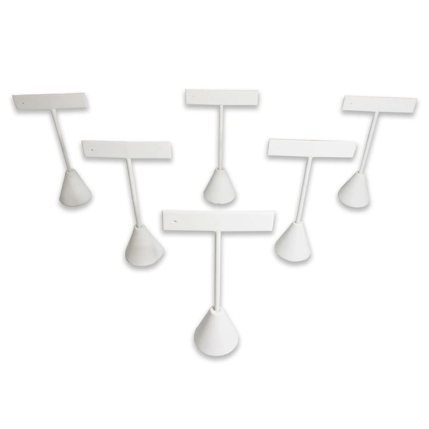 White Leatherette Single Piece Earring T-Shape Display