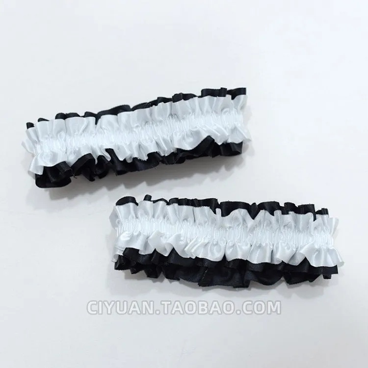 White/Red Lolita Gothic Ruffled Arm Cuff