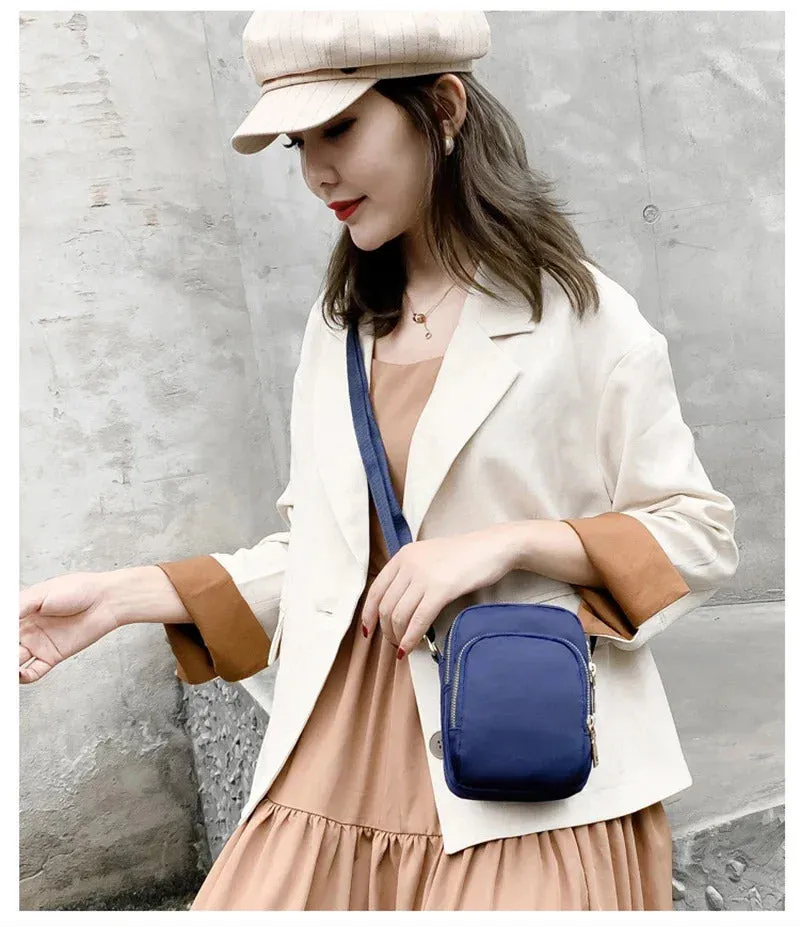 Women Bag Waterproof Shoulder Bag Crossbody Zipper Mobile Phone Lady Female Multifunction Handbag Wrist Purse Womens Pouch