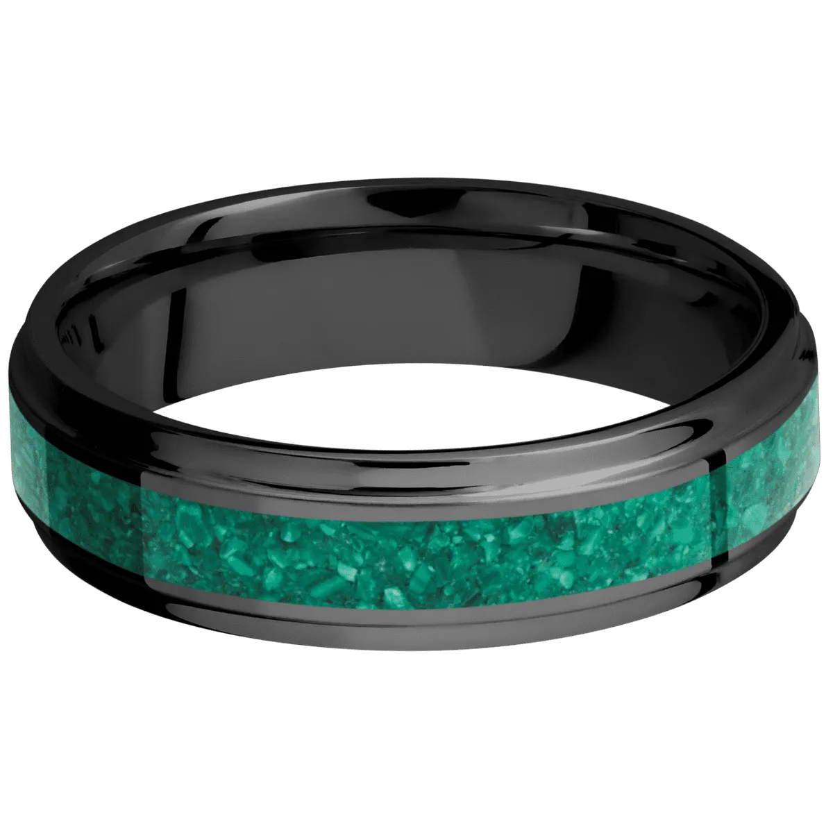 Zirconium with Polish , Polish Finish and Malachite Inlay