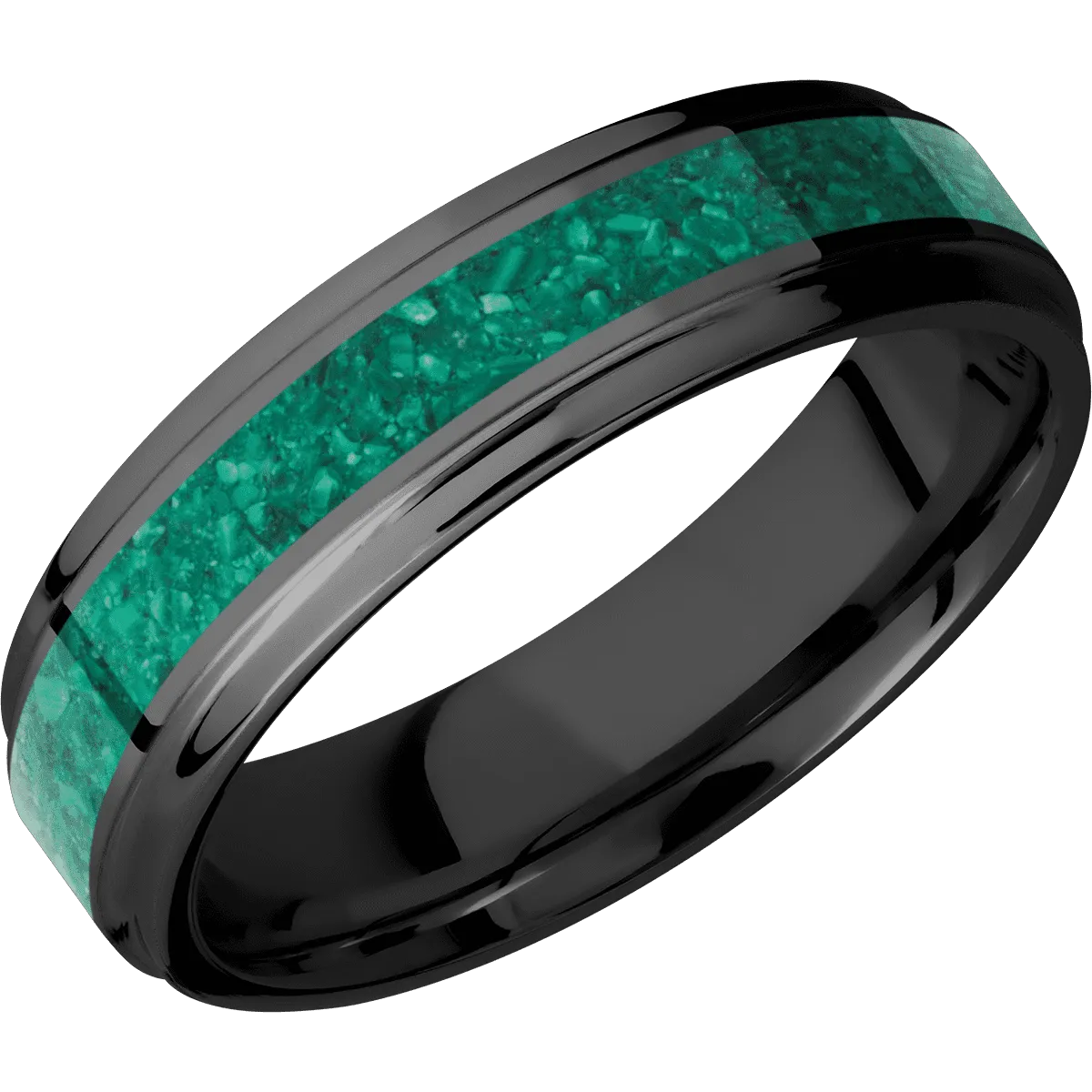 Zirconium with Polish , Polish Finish and Malachite Inlay